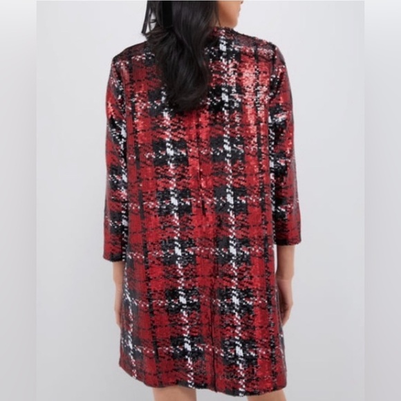 Tuckernuck Pierre Red Tartan Plaid Sequin Dress SZ L NWT - Picture 3 of 8